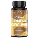 Liposomal gurkmeja Curcumin Supplement 2200 mg med Black Pepper Extract 15 mg för hög absorption och gemensam funktion, 60 Softgels för vuxna