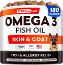 StrellaLab Fish Oil Omega 3 Treats for Dogs (180 Treats) - Allergy & Itch Relief - Skin & Coat Supplement - Joint Health - Wild Alaskan Salmon Oil - Shedding, Itchy Skin Relief - Omega 3 6 9 - EPA & DHA