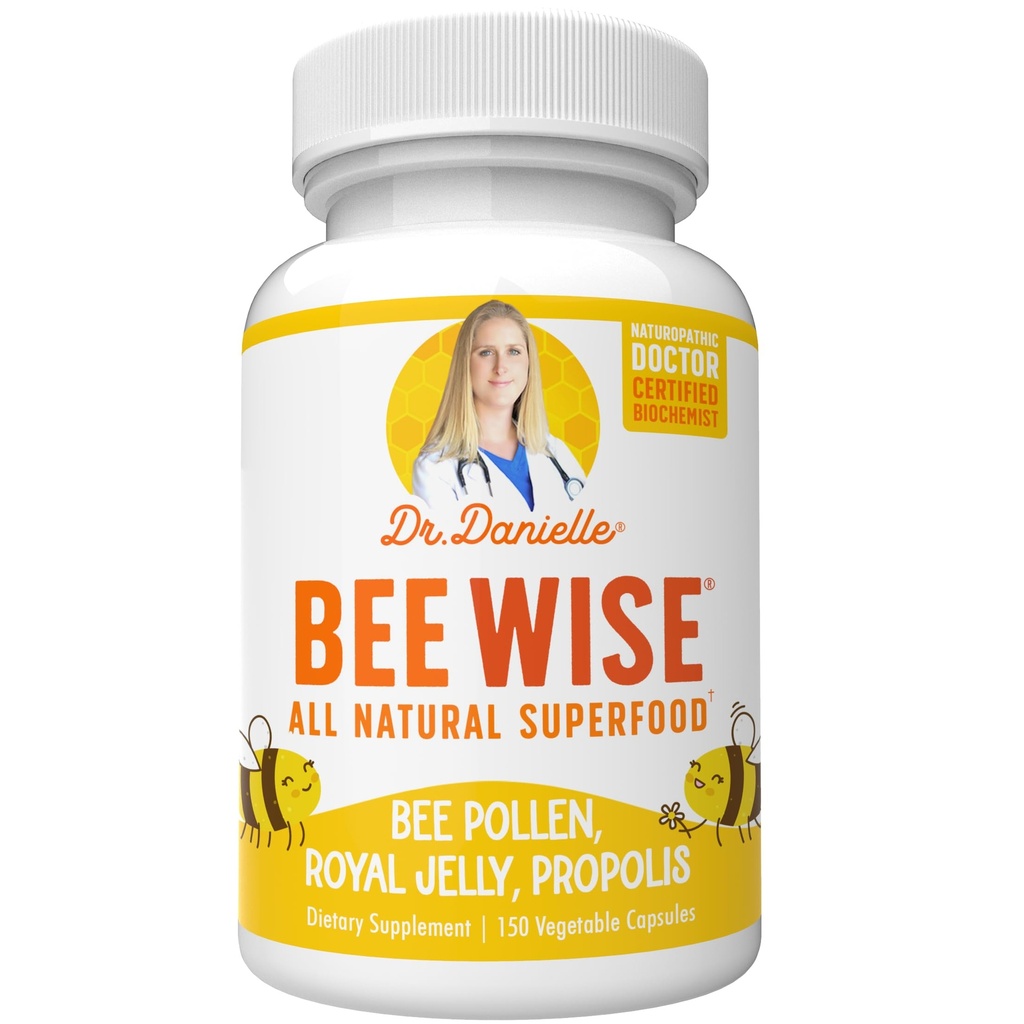 Tohtori Danielle's Bee Wise - Bee Pollen Supplement - Bee Well with Royal Jelly, Propolis, Beepollen 4 Daily Bee Pollen Kapselit