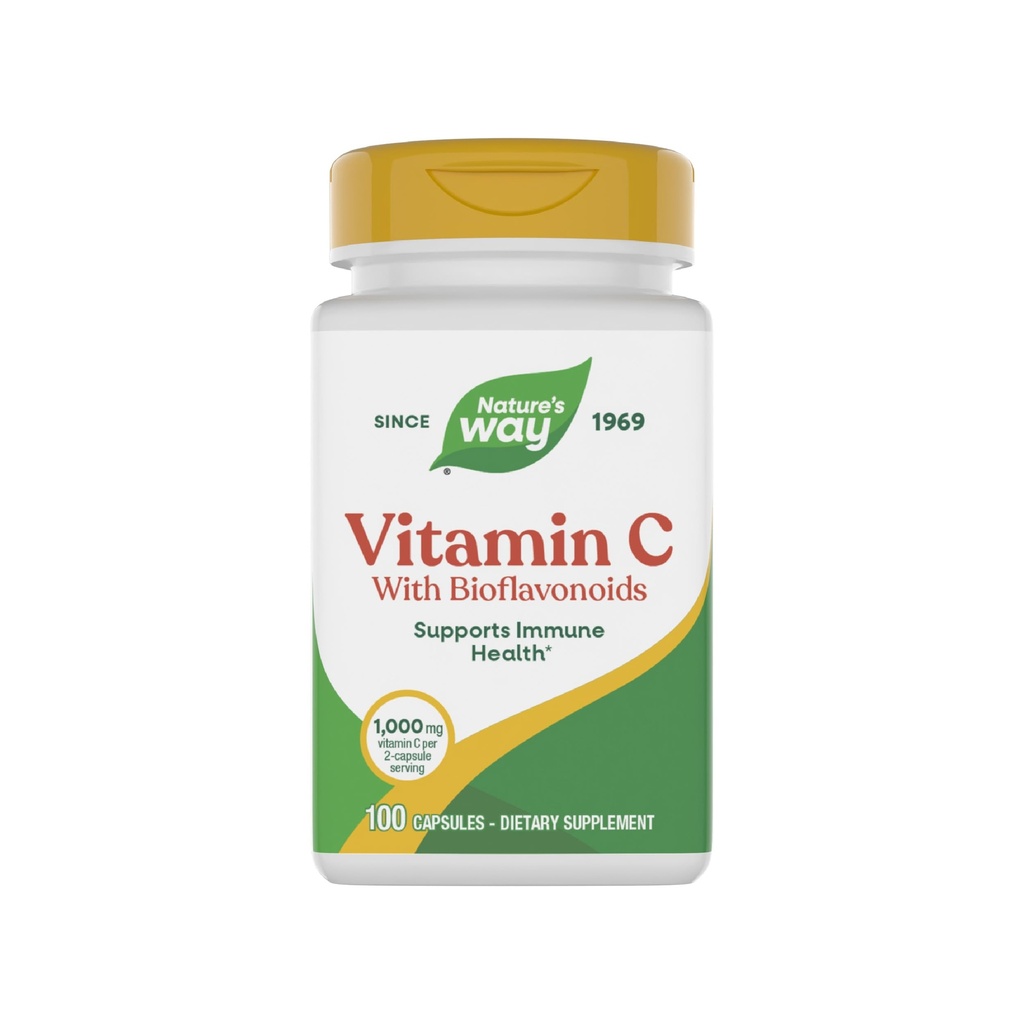 Luonnon tapa C-vitamiini Bioflavonoidit, Immuunituki*, korkea teho C-vitamiini per 2-kapseleita tarjoilu, Edistää Collagen*, 1000 mg per 2-kapseleita tarjoilu, 100 kapselia (Pakkaus toukokuussa Vary)