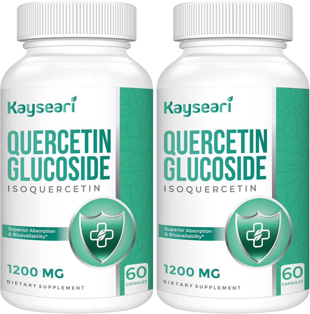 Quercetin Glucoside 1200 mg lisäravinteet - Isoquercetin 6X hyötyosuus,120 kasviskapselia,sisältää mustaa Pepper & Rutinia Max Imeytyminen