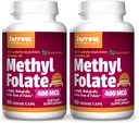 Jarrow Formulas Methyl Folate 400 mcg - 60 Veggie Caps, Pack of 2 - Hög biologiskt aktiv form av folat - 4: e generationens folsyrateknik - 120 totala portioner