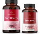 HERBAMAMA Tart Cherry and Beet Root Kit - Bundle of 7000 mg Tart Cherry & 21:1 Keskitetty juurikapselit - Vegan, ei-GMO, Liivate - 2 pakkaus