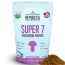 La Republica Superfood Super 7 Mushroom Extract Powder, Inkluderar Lion's Mane, Reishi, Chaga, Cordyceps, Shiitake, Maitake och Turkiet Tail (8 oz)