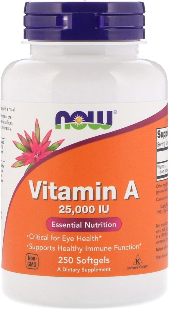 A-vitamiini Fish Liver Oil, 25000 IU, 250 Sgels by Now Foods (Pack of 6)