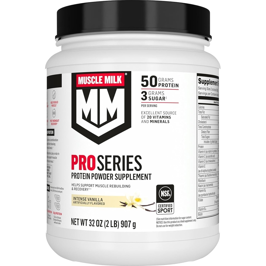Lihas Milk Pro Series Protein Powder Supplement, Intense Vanilja, 2 punta, 11 tarjoilua, 50g proteiinia, 3g sokeria, 20 vitamiineja ja kivennäisaineita, NSF Certified urheilu, harjoitus Recovery, Pakkaus Toukokuu Vary