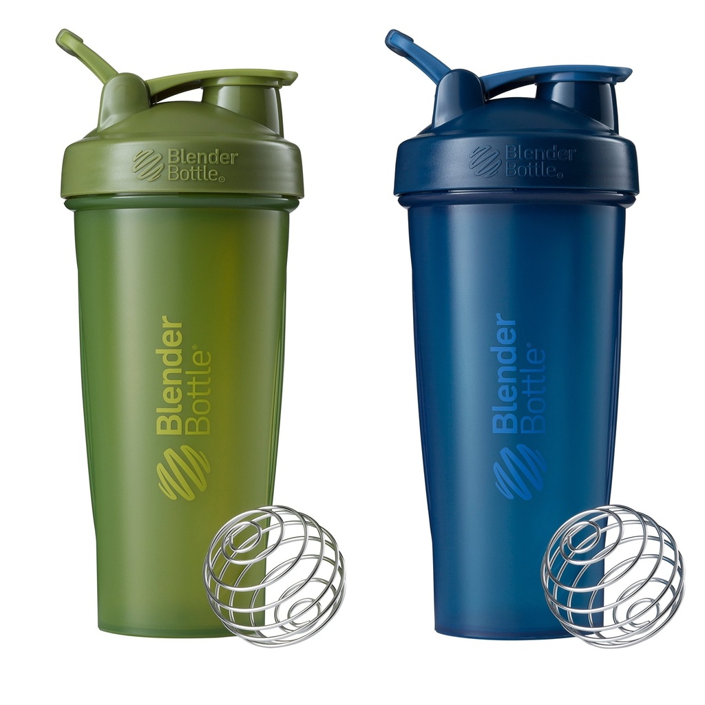 BlenderBottle Classic Shaker Bottle Täydellinen Proteiini Shakes ja Pre Treout, 28-Ounce (2 pakkaus), Moss ja laivasto