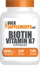 BulkSupplements.com Biotin 10000mcg kapselit - Biotin täydennysosa, Biotin vitamiineja hiukset, iho ja kynnet, B7-vitamiini - Gluteeniton, 1 kapseli per tarjoilu, 240 kapselia (pakkaus 1)