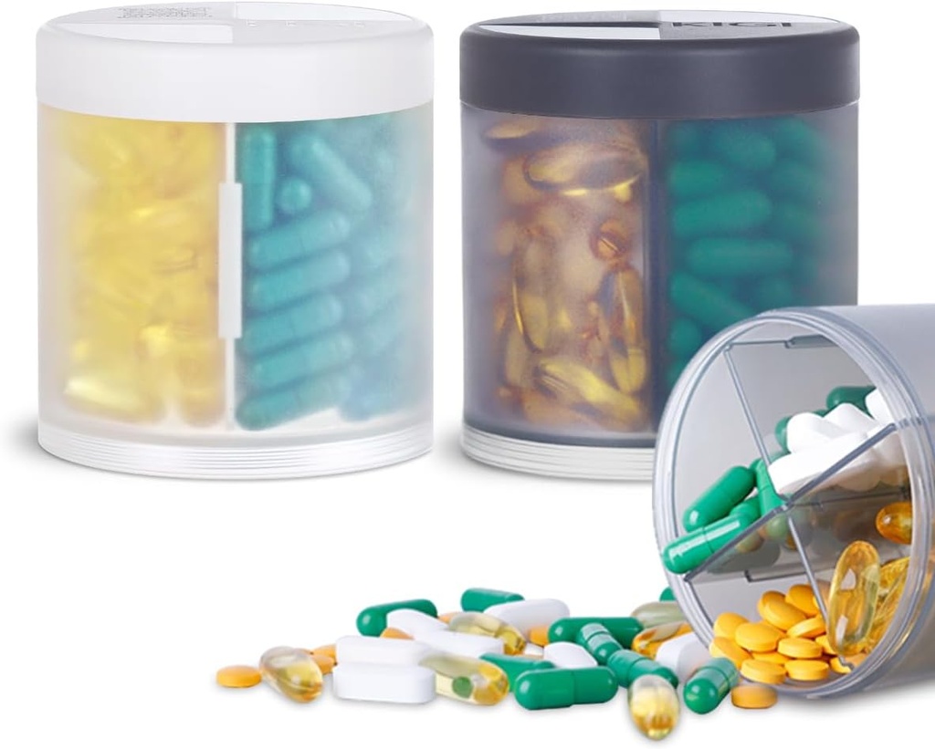2 pakkaus KIGI suuri kapasiteetti Medicine Organizer pilleri pullot 4 Osastot