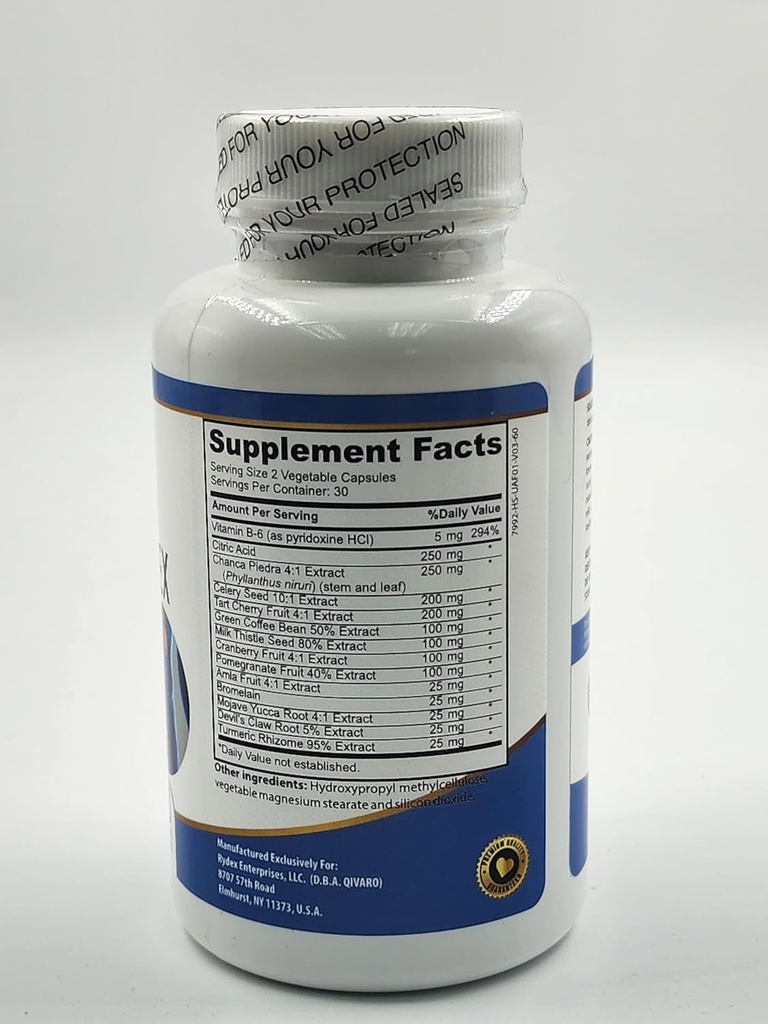 Uric Acid Pro - Natural Supplement with Cranberry, Selleri, Tart Cherry, Devil's Claw, and Green Coffee Bean Uutteet - 60 Vihanneskapselit