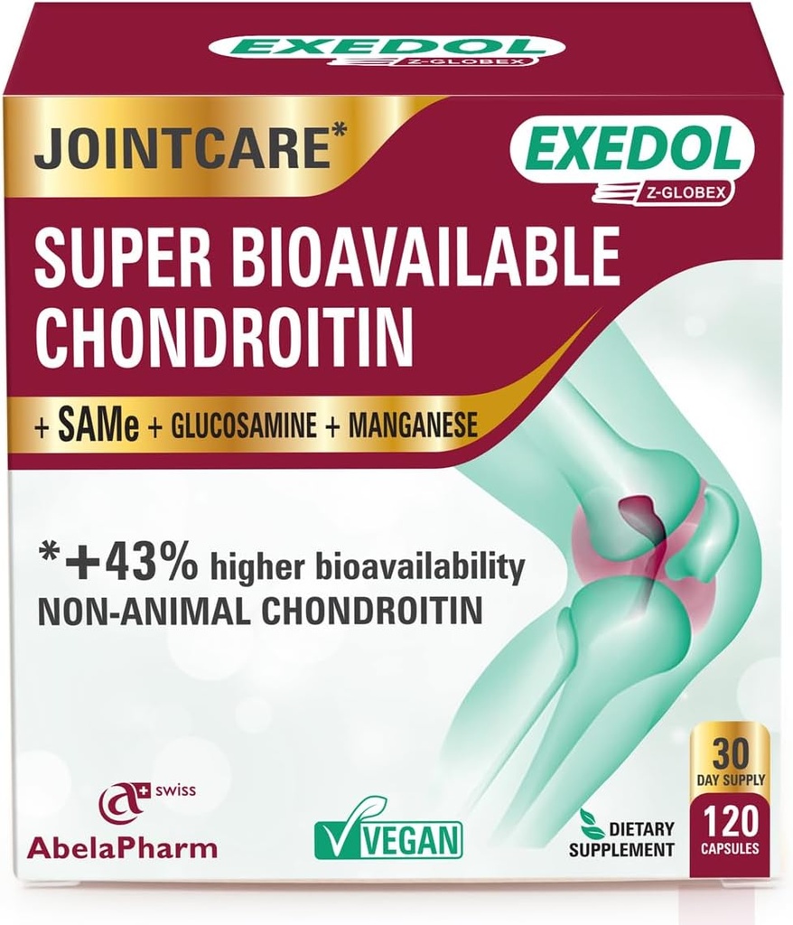 Exedol Biosablet Glukosamiini Chondroitin, Vegan Joint Support Supplement for Enhanced Joint Function, Cartilage Health, Connective Tissue ja Bone Health - 120 kapselia