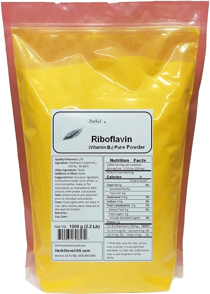 B2-vitamiini Riboflaviini Puhdasta jauheenergiaa (1000 grammaa (2,2 lb))