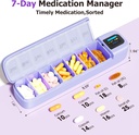 Daviky Smart Pill Organizer hälytys, Bluetooth Daily kerran päivässä pillerilaatikko 7 päivä APP, Viikoittain matka pilleri tapauksessa, kannettava pilleri muistutus lääkkeitä, lisäravinteet ja vitamiinit(purppura)
