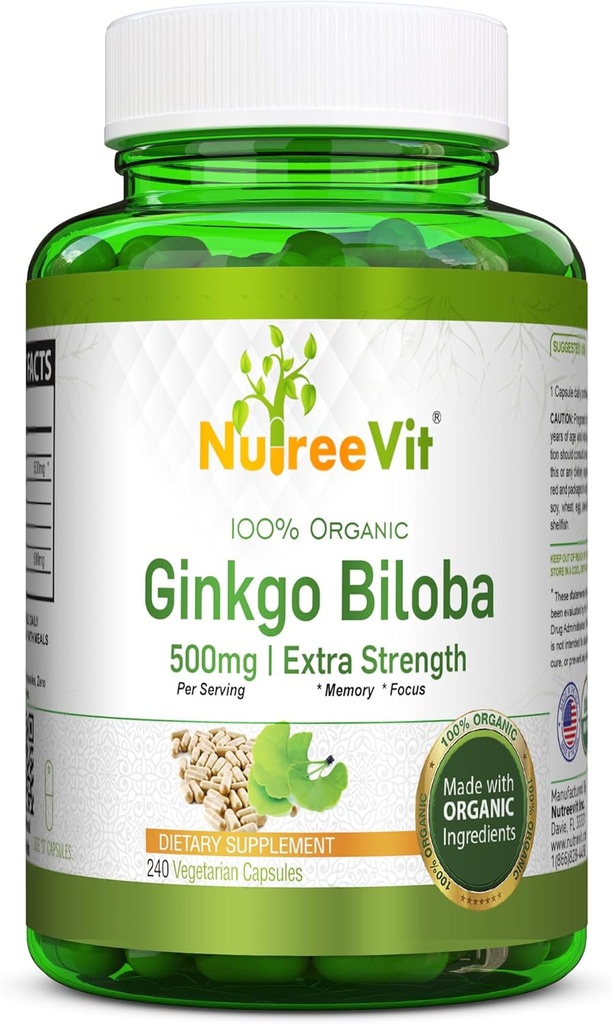 NutreeVit Ginkgo Biloba Herbal Supplement -kapselit (240