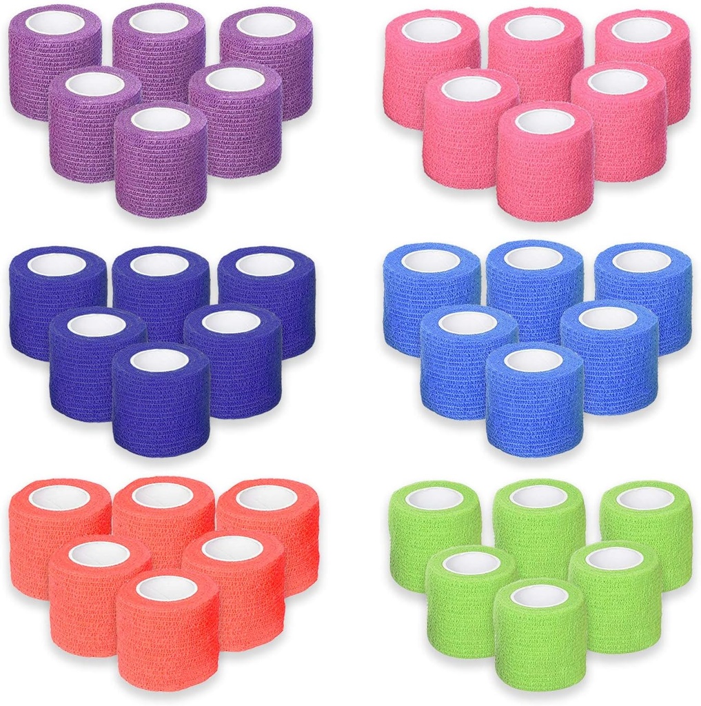 Ever Ready First Aid Self Adherent Cohesive Bandges 2" x 5 Yards - 36 Count, Sateenkaari värit