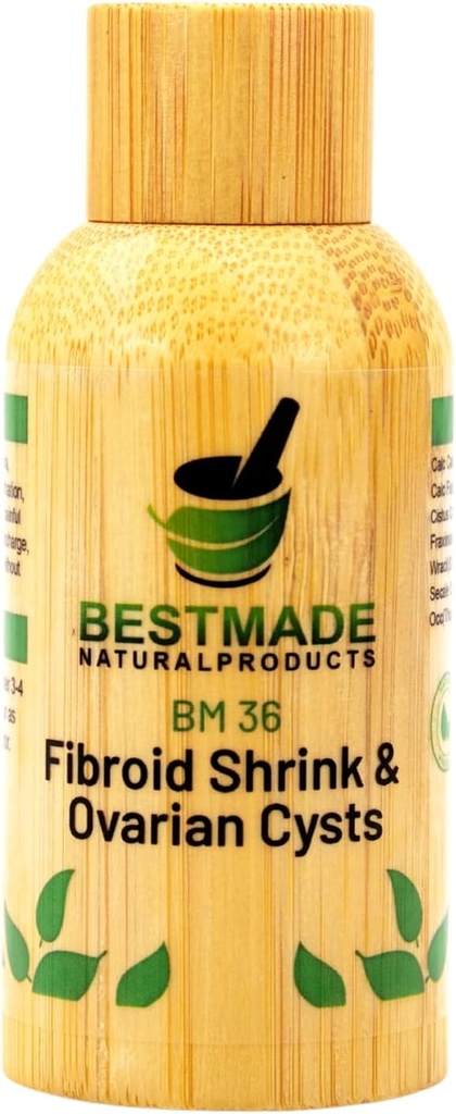 Fibroid Shrink & Ovarian Kystit BM36 - auttaa kutistamaan fibroideja ja munasarjakystiä, tasapainottaa estrogeenitasoja ja estää regeneraatiota, tukea kuukautiskipuun ja kivulias yhdyntä, 30 ml:n pudotukset