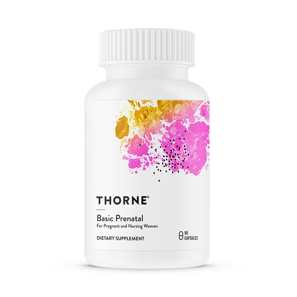 THORNE - Perus prenataali - Hyvin tutkittu Folaatti Multi raskaana ja hoitonaisten sisältää 18 vitamiinit ja mineraalit, Plus koliini - Gluteeni, maitotuotteet & soijaton - 90 kapselia - 30 tarjoilua