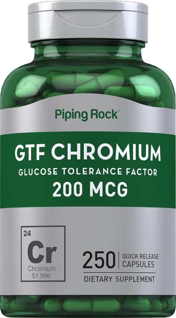 Piping Rock GTF Kromi 200 mikrog ... 250 kapselia... Glukoositoleranssitekijän täydennys...