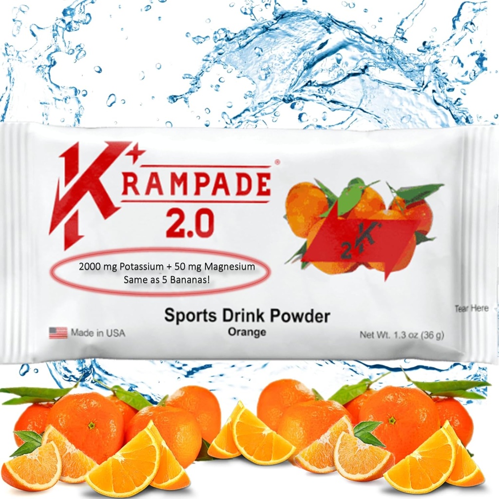 Krampade Kalium Magnesium Supplement Elektrolyyttejä Powder - 50 mg Mag + 2000 mg K, > 2X Kookosvettä enemmän ...