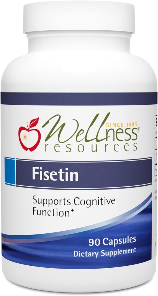 Wellness Resources Fisetin - Novusetin Fisetin Supplement för livslängd, minne, fokus, hjärnhälsa - Senolytisk och Situin aktivator - Gluten-Free, Non-GMO, Vegan (100mg, 90 kapslar)