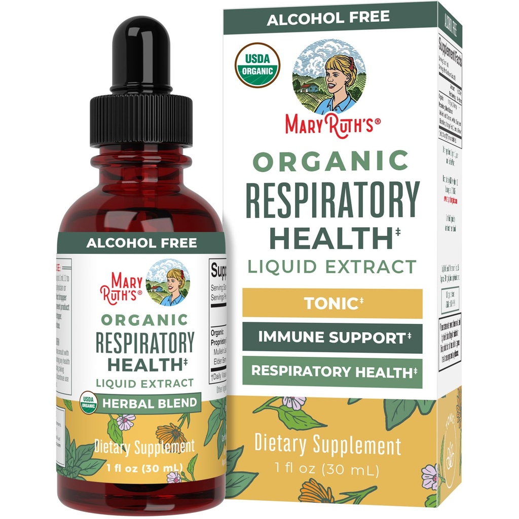 MaryRuth Organics USDA Organic Respiratory Health Liquid Drops Müllein Leaf 