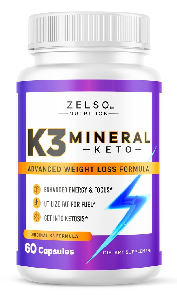 ZELSOK K3 Mineraalipaino tappio pillereitä naisille ja miehille, K3 Mineraali pillereitä - K3 Salt Mineral, Vitamiini + K3 kapselit täydentää Keto painon menetys - 1 kuukausi tarjonta