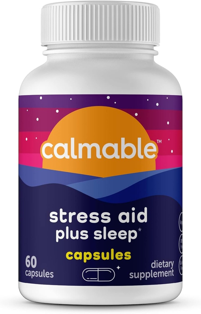 Stress Relief Aid Plus Sleep Support - De-Stress, rentoutua ja nukkua paremmin - Vegan - kanssa Melatoniini, Ashwagandha ja L Theanine - Antistressi tuki vitamiini ravintolisä - 60 kapselia