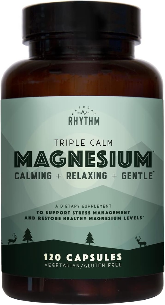 Luonnollinen rytmi Rauhoitu ja Immuuni tuki - Triple Rauhoitu Magnesium (120 kapselia) + Ah Chews! Immuuni Booster Lozenges (60 kapselia)