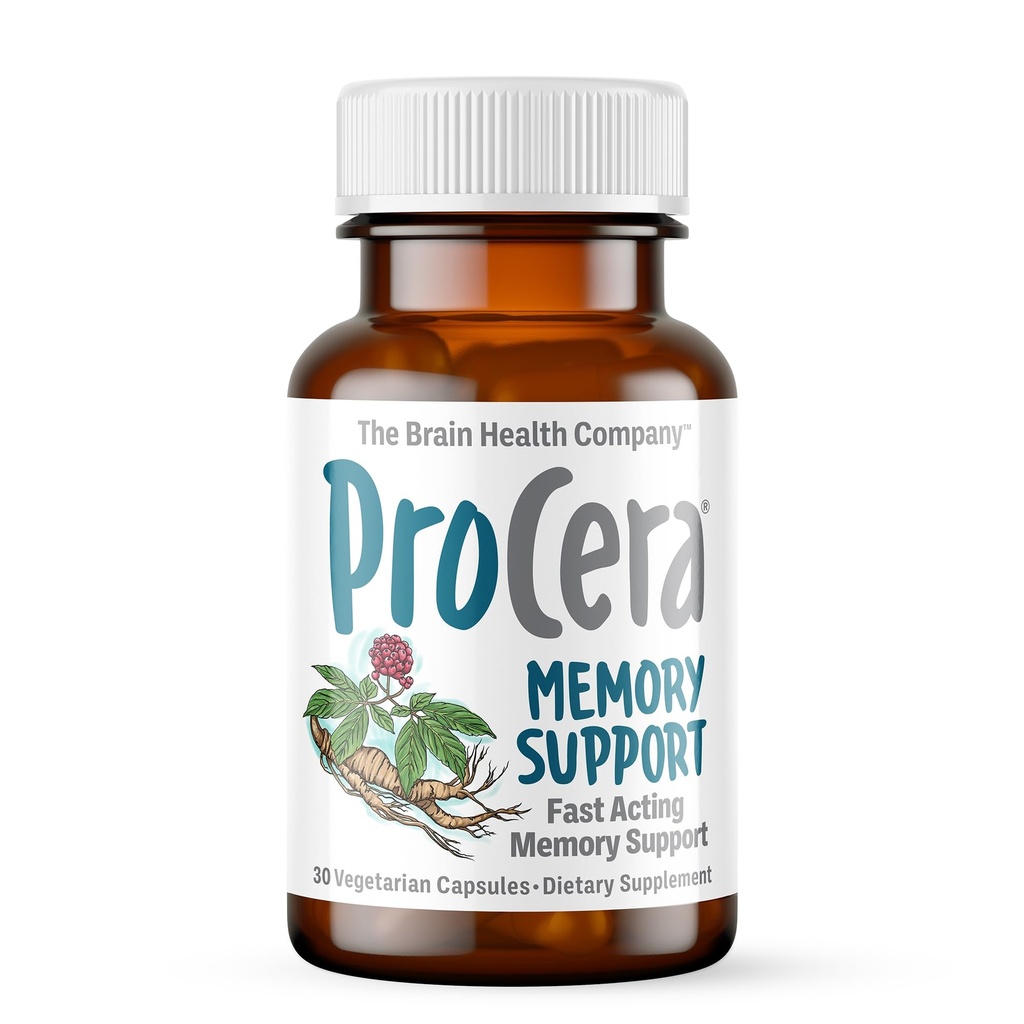 Proceran muistituki - Perustuu 60+ Ainesosatutkimukseen - Tehostettu henkinen suorituskyky - Selkeys - Mielen vakaus - Stressi - Mielen väsymys - Adaptogens - Ginseng - Ginkgo Biloba - 30