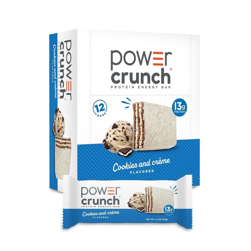 Power Crunch Protein Bars, High Protein Välipalat herkullinen maku, evästeet ja Creme, 1.4 Ounce (12 kreivi)
