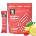 Just Live Advanced Hydration - Mansikkasitruuna, Electrolyte Drink Mix, Tart Cherry Extract, tukee Recovery & Imeytyminen, Matala sokeri, 14 pakkaus