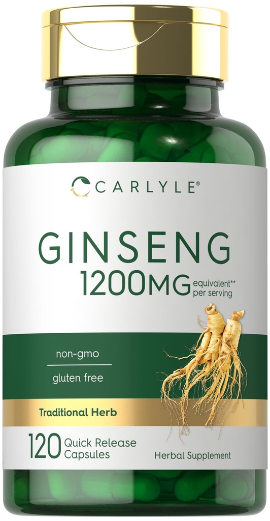 Carlyle Ginseng Extract Supplement | 120 kapslar | 1200mg | Pills for Men & Women | Icke-GMO och Gluten Free