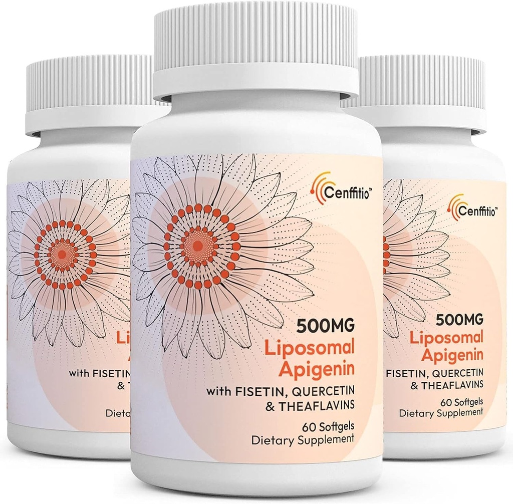 Liposomal apigenin 500 mg Softgels - Optimal Apigenin täydennysosa Fisetin, Quercetin ja Theaflaviinit - 6 kuukauden tarjonta