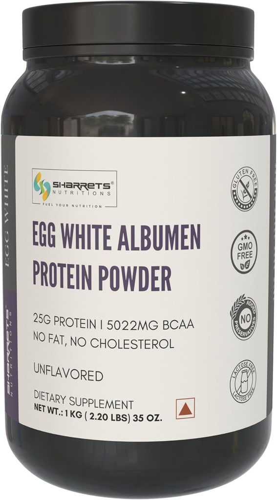 Muna valkoinen Albumen proteiinijauhe, 2,2 lbs Mautonta, Proteiinijauhe naisille Miehet Aikuiset Urheilijat Kehonrakennus Aloittelijoille Pojat Tytöt Perhe, Halal Certified - Non GMO, Gluteenittomat