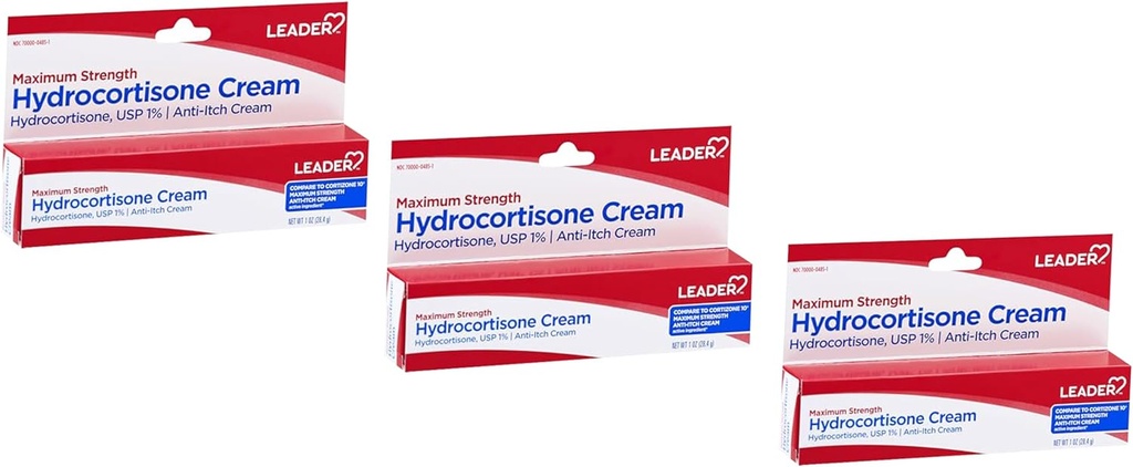 Leader Hydrokortisonivoide, homeenestovoide psoriaasille, maksimivahvuus, instant kutinaa helpotusvoide moskiitosbiitteille, ihottuma, dermatiitti, ihoinfektiot ja peräpukamat, 1 oz (3)