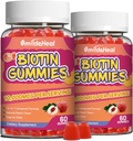 2 Pack Biotin Gummies hiusten kasvua 10000 mikrog, hiukset iho ja kynnet Gummy kanssa Foolihappoa, Vitamiinit A, B, C, E & D, Vegan biotiini vitamiineja naisille ja miehille, 120 Gummie