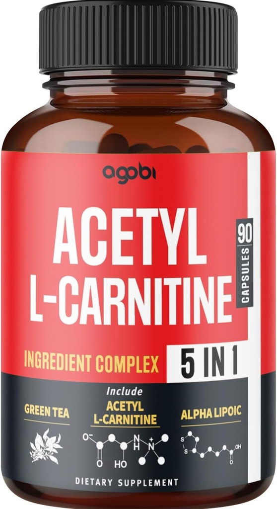 Acetyl L-Carnitine Supplement - 2600mg 3 månader - Blended med Alpha Lipoic Acid, grönt te, grönt kaffe Bean & Raspberry Ketones - Memory & Brain Health Support, icke-GMO - 90 Vegan kapslar