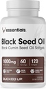 Bucked Up Musta siemenöljy 1000mg per tarjoilu (musta kumina siemenöljy) Essentials (60 tarjoilut, 120 Softgels)