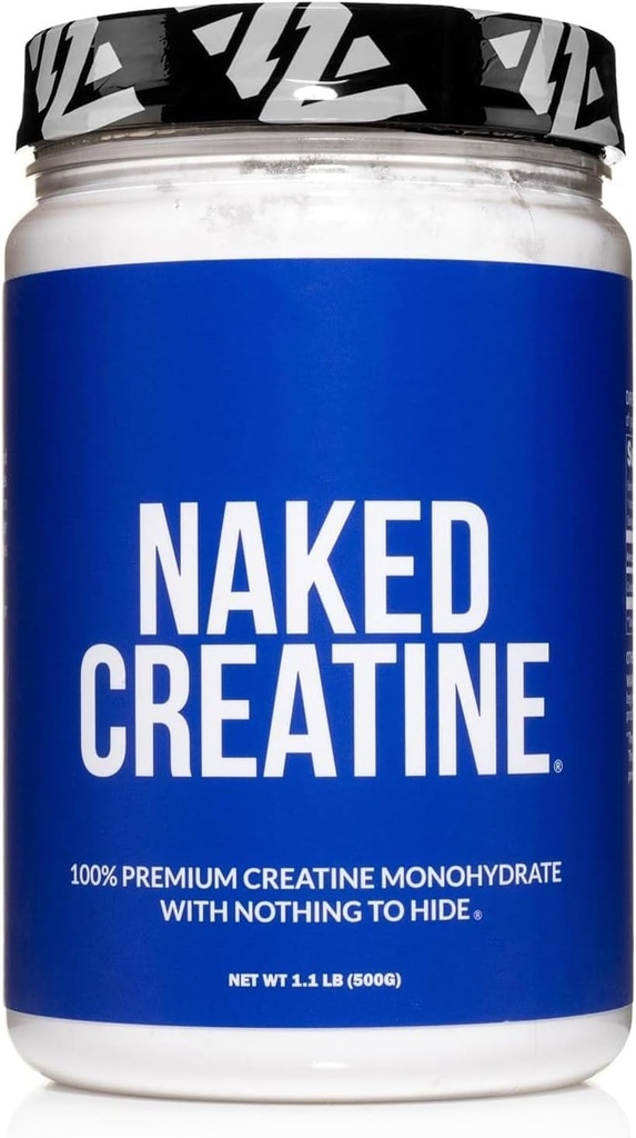 NAKED Pure Micronized Creatiini Monohydraatti Powder - makuamaton, 500g, 1.1lb Bulk - Vegaani, ei-GMO, Gluteeniton, soijaton, Ei täyteaineita, tukee lihasten kasvua ja voimakkuutta - 100 tarjoilua