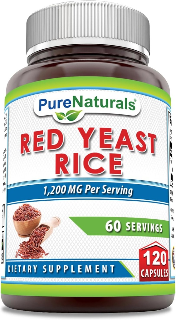 Rena Naturals Red Yeast Rice 1200 Mg per portion, 120 kapslar tillskott | Icke-GMO | Glutenfri | Tillverkad i USA