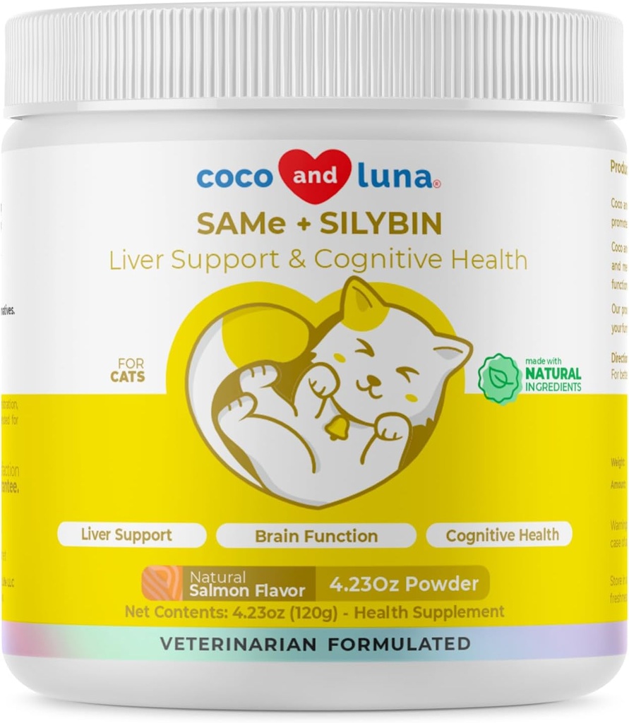 Sama ja Silybin cats - S-Adenosyyli-L-metioniini - 120g jauhe - maksan täydentää - edistää kognitiivista ja maksan tukea