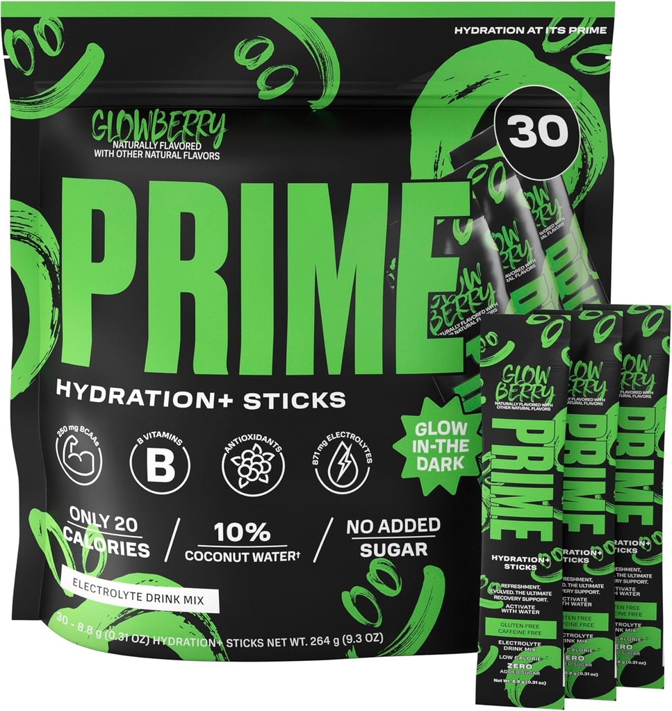 PRIME HYDRATION+ Sticks GLOBERRY ... Hydraation Powder Single serve sticks... Electrolyte Powder on the Go...