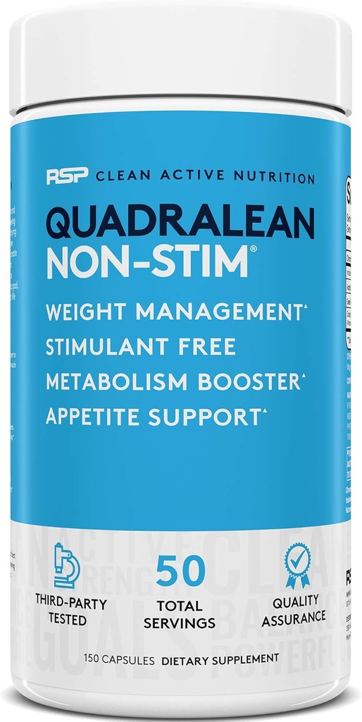 RSP Nutrition QuadraLean - Stimulantti ilmainen painonhallinta, aineenvaihdunta Booster, energia & ruokahalu tuki - CLA, L-karnitiini, vihreä teeuute, ei-Stim Formula, 50 Serv (Pakkaus toukokuussa Vary)