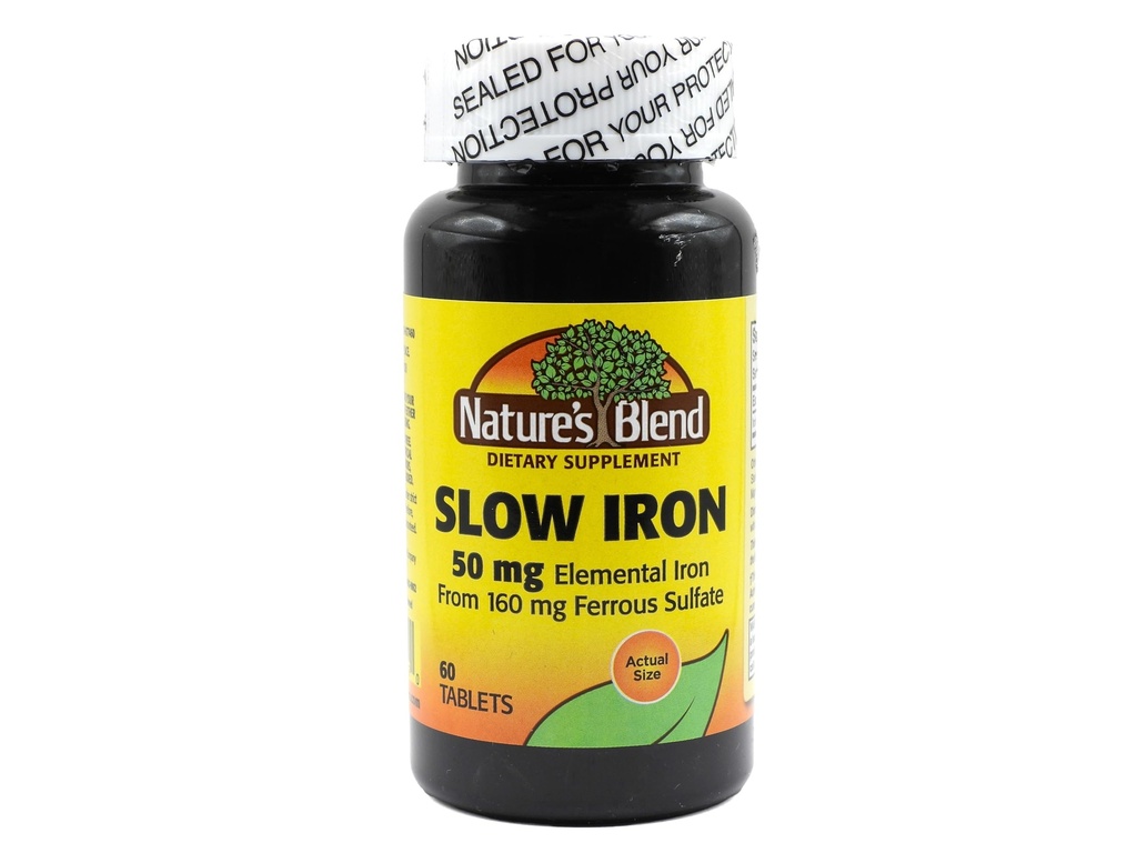 Nature's Blend Slow Iron 50 mg (160 mg) Vertaa Slow Fe® 60 tablettia