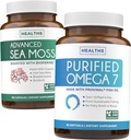 Irländska Sea Moss & Omega 7 (3-månaders leverans) Sea Omega Combo Bundle - Organic Irish Sea Moss - Raw Vegan Supplement (180 Caps) & Omega 7 Softgels - Provinal Sustainable Peruvian Anchovy Fish Oil -90 Caps