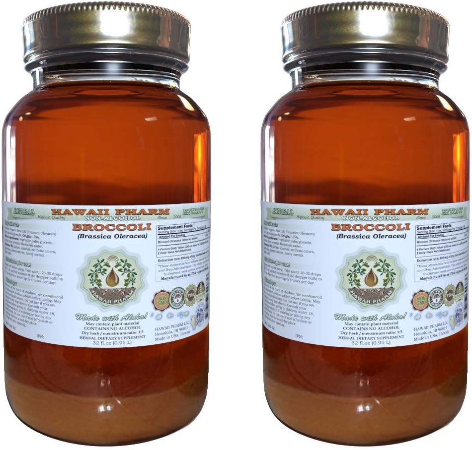 Havaiji Pharm parsakaali Alkoholiton nesteuute, Luomuparsakaali (Brassica Oleracea) Sprauting Seed Glycerite Natural Herbal Supplement 2x32 oz suodattamaton