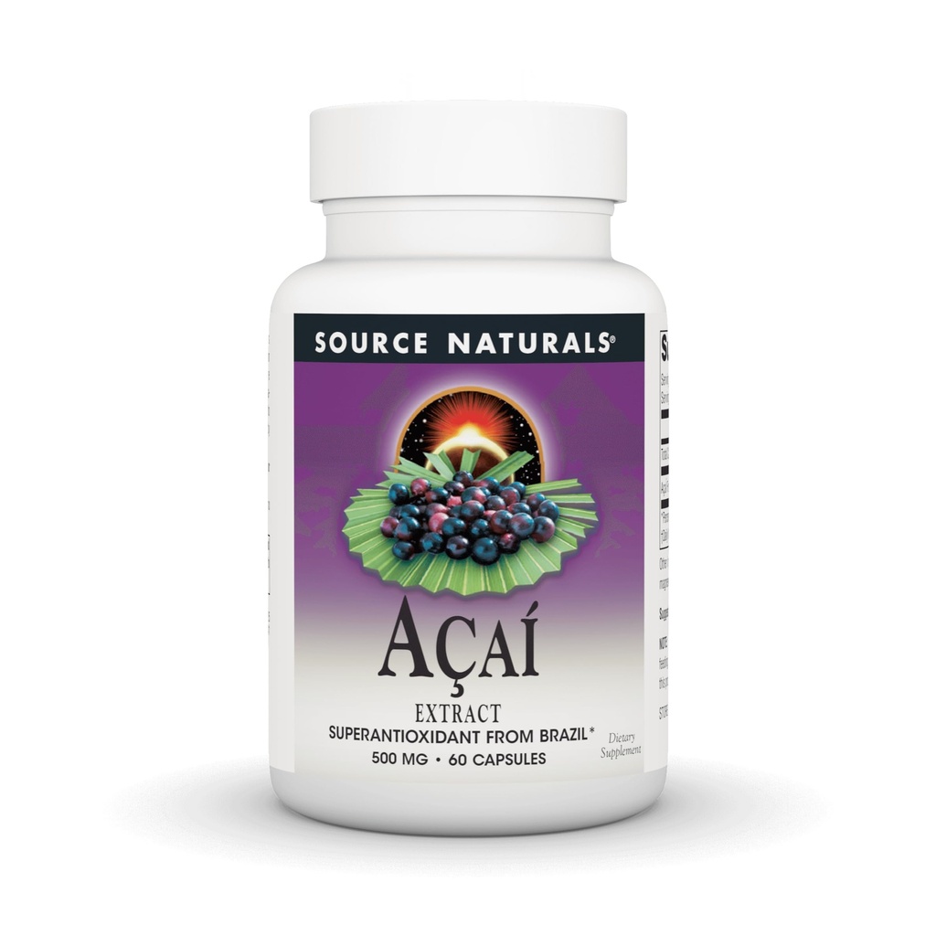 Source Naturals Acai Extract, Superantioksidantti Brasiliasta* - 500 Mg - 60 kapselia