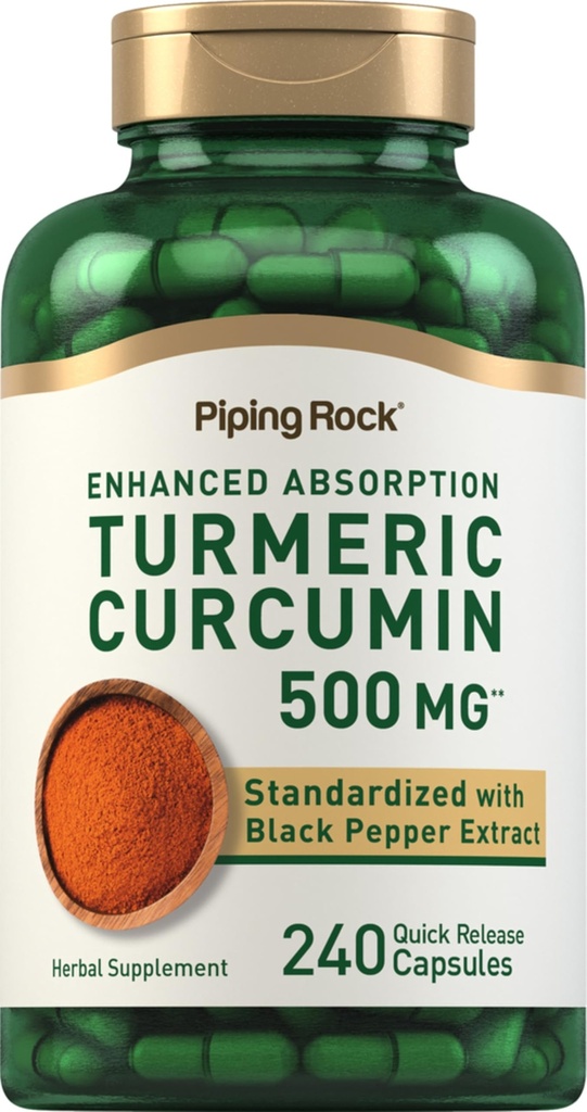 Piping Rock Turmeric Curcumin Supplement 500 mg ... 240 kapselia...