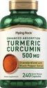 Piping Rock Turmeric Curcumin Supplement 500 mg ... 240 kapselia...