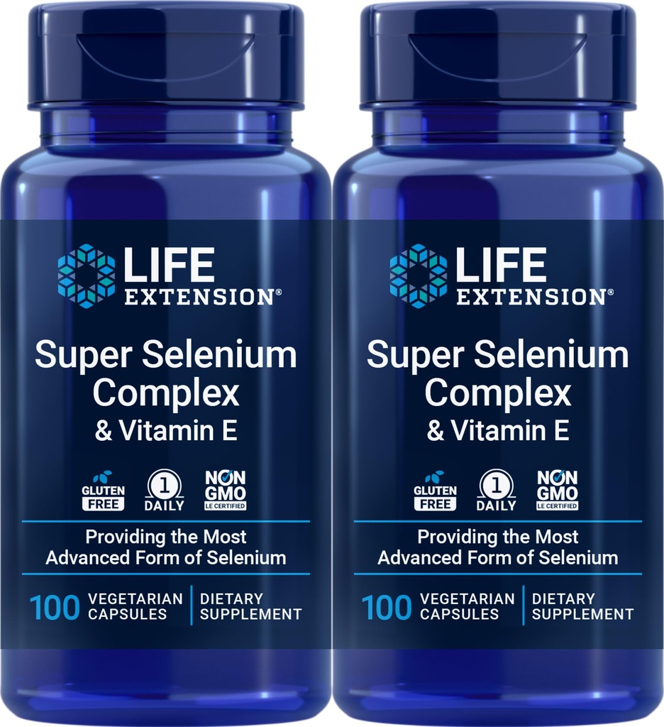 Life Extension Super Selenium Complex 200 mcg & E-vitamiini, 100 Veg Caps (pakkaus 2)